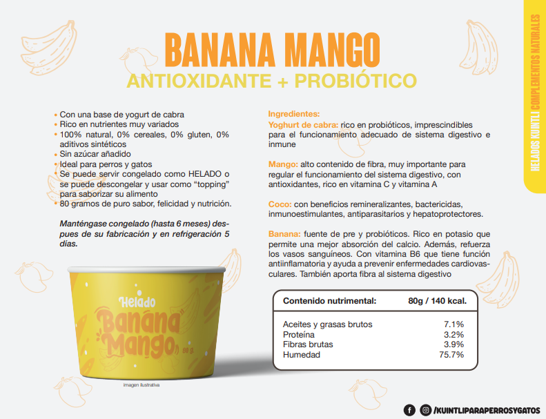 Helado banana-mango / 80 ml.