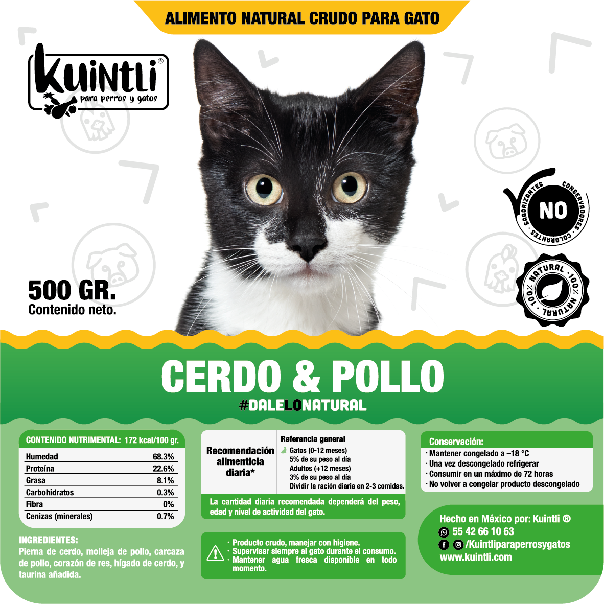 Cerdo, res & pollo / 500gr para gato.