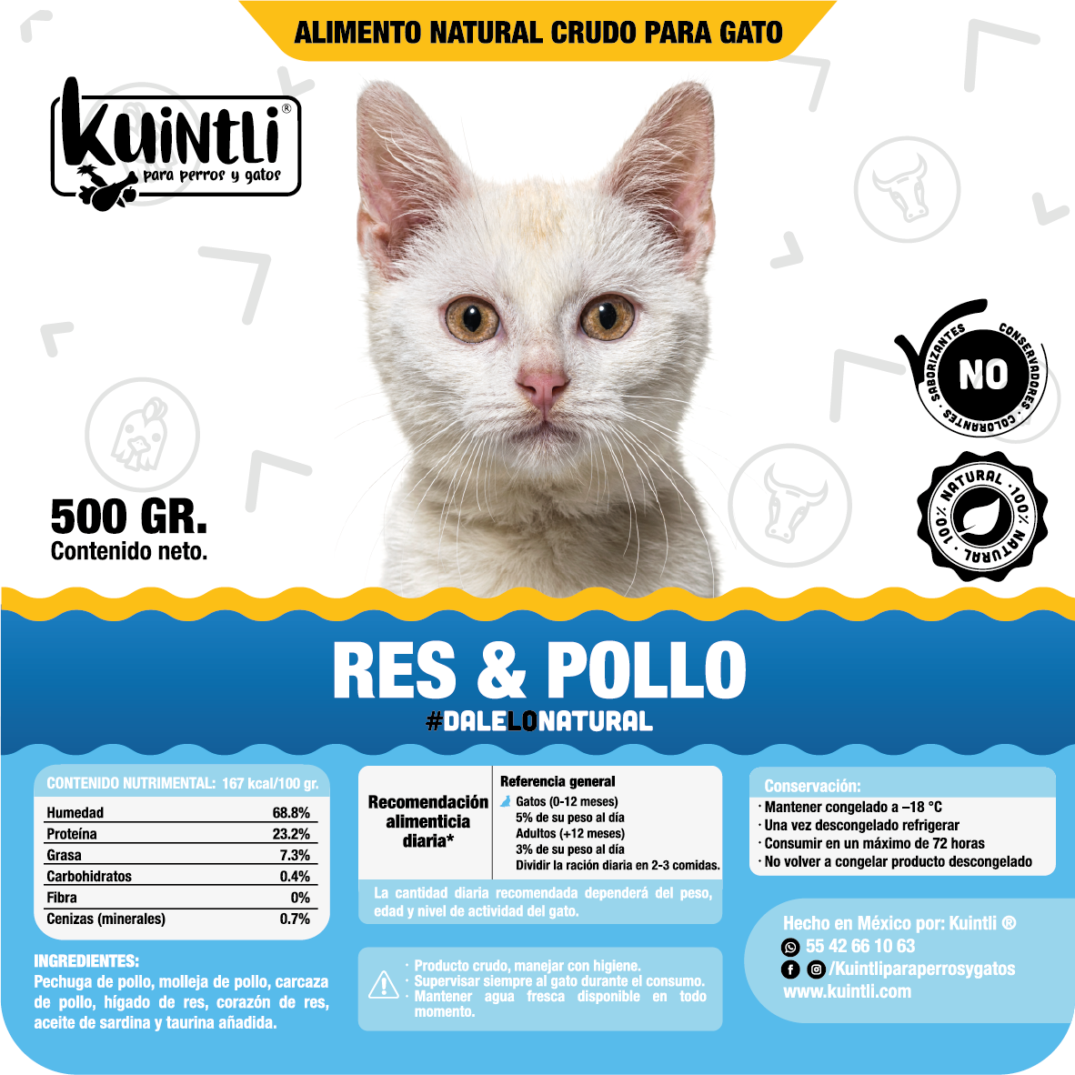 Res & pollo/ 500gr para gato.