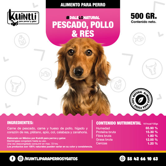 Pescado, pollo & res/ 500 GR