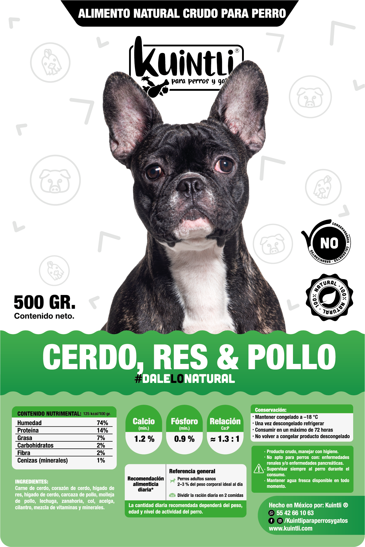 Cerdo, res & pollo / 500 gr.