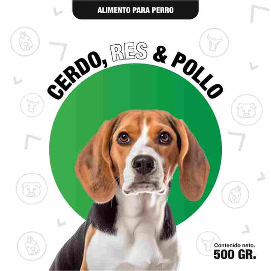 Cerdo, res & pollo / 500 gr.