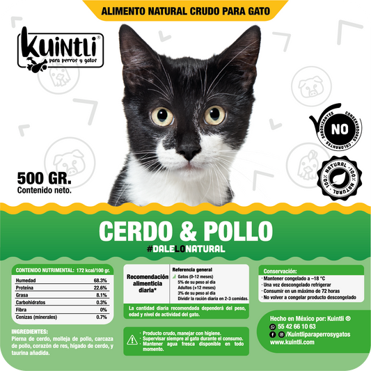 Cerdo, res & pollo / 500gr para gato.