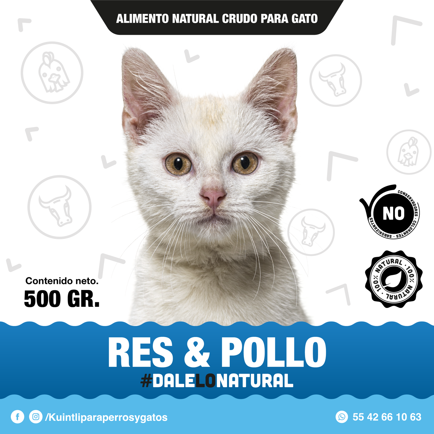 Res & pollo/ 500gr para gato.
