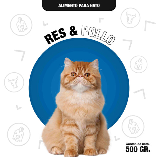 Res & pollo/ 500gr para gato.
