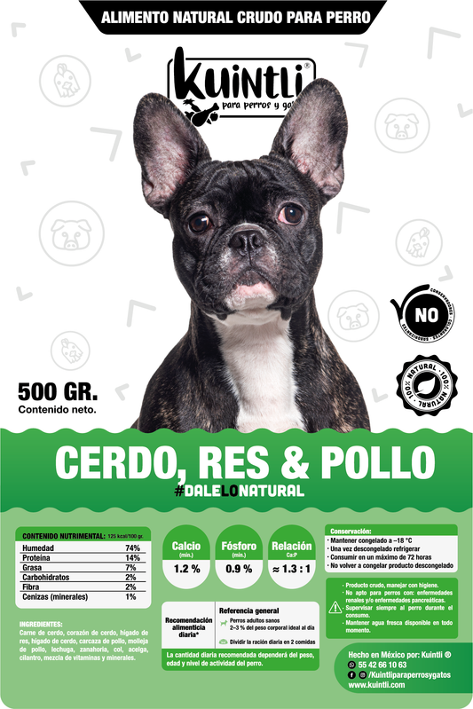 Cerdo, res & pollo / 500 gr.